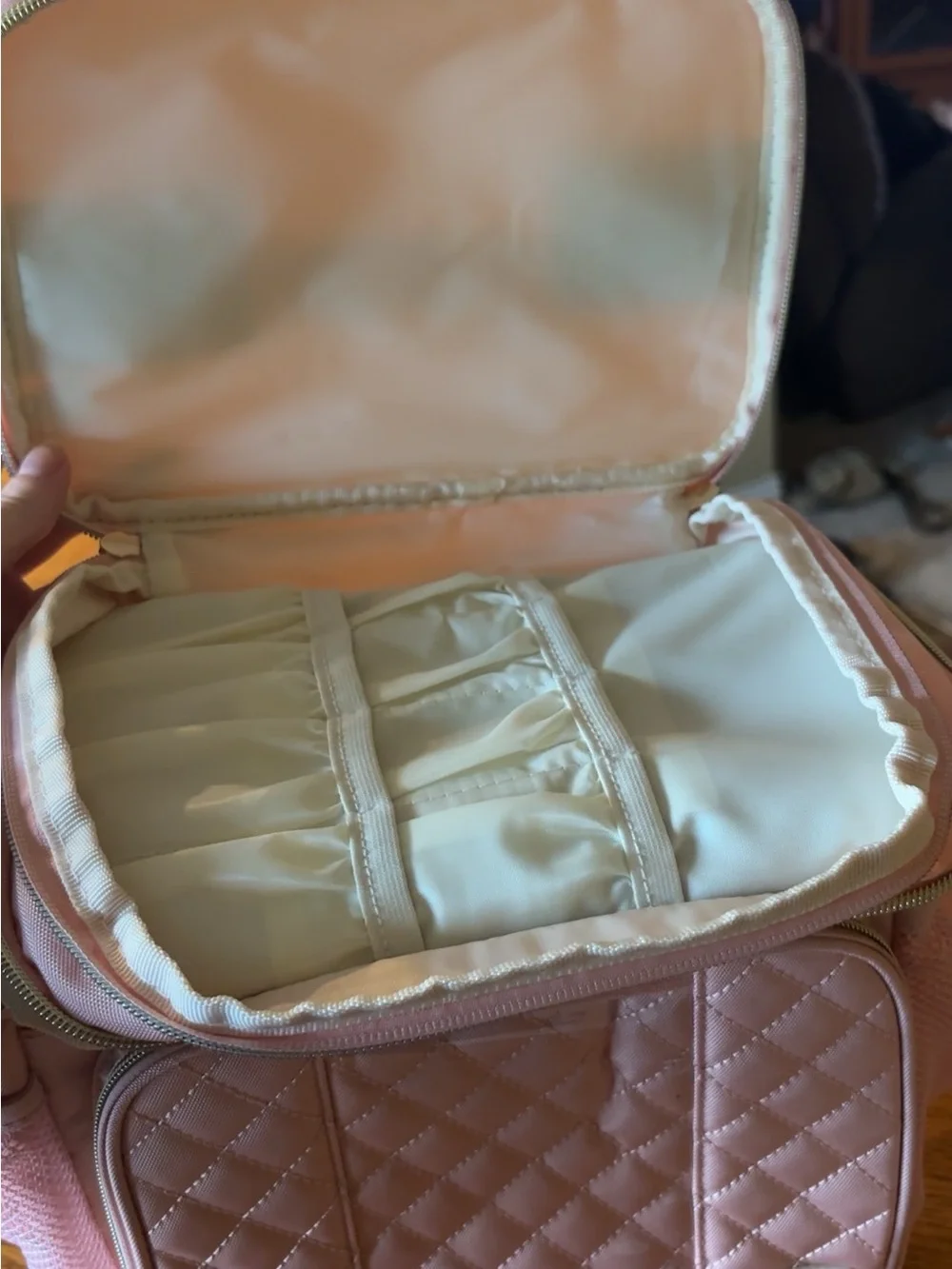 Romenrita Quilted Pink Makeup/Travel Bag